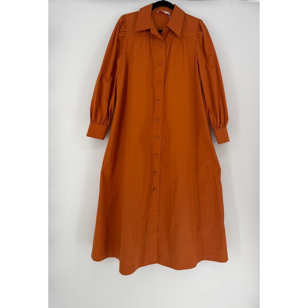 Tory Burch Artist Dress Tuscan Orange Size 4 NWT Cotton POplin $428 - Picture 2 of 13